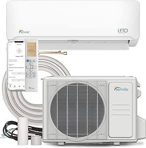 Senville LETO Series Mini Split Air Conditioner Heat Pump, 9000 BTU 110/120V, Inverter, Works with Alexa, SEER2 21.5, White