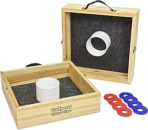 GoSports Premium Birch Wood Washer Toss Game - Portable Set Includes 2 Targets and 8 Washers