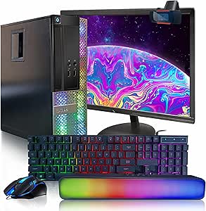 Dell OptiPlex RGB Desktop Computer PC, Intel Core i7 up to 3.8GHz, 16G RAM, 512G SSD, New 22 inch FHD LED Monitor, RGB Keyboard and Mouse, RGB BT Sound Bar, Webcam, WiFi, BT 5.0, W10P64 (Renewed)