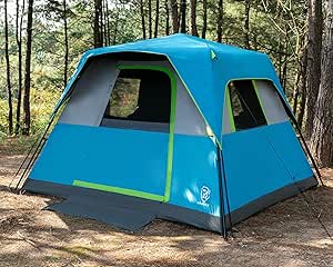 EVER ADVANCED 6 Person Blackout Camping Tent Instant Cabin Tents for Family with Rainfly, 60s Easy Setup, Water-Resistant