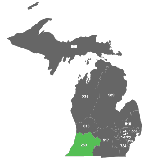 MI area code 269 map