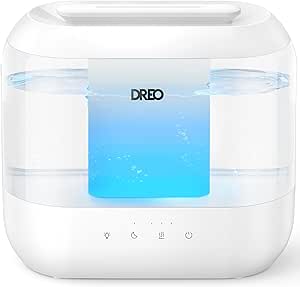 Dreo Humidifiers for Bedroom, Top Fill 4L Supersized Cool Mist Humidifier, 32H Runtime, 28 dB Quiet Ultrasonic Air Humidifier for Large Room, Plants, Baby Nursery, Indoor, Night Light, Easy to Clean