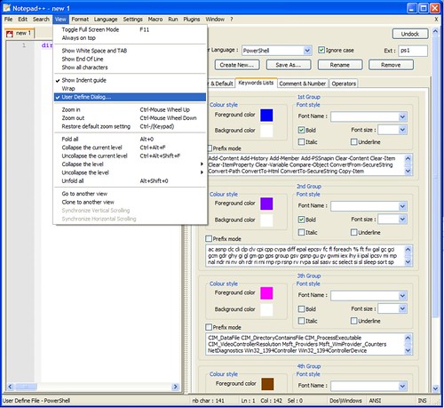 Notepad++ User Defined Language