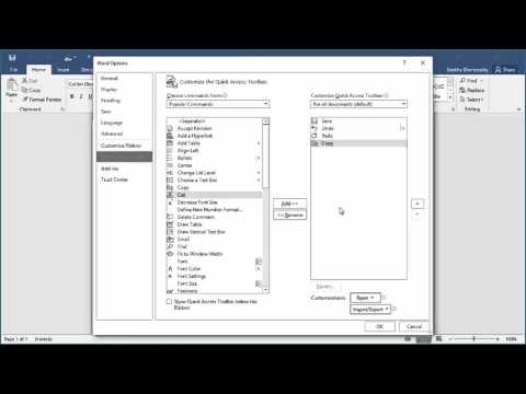 How to Customize Quick Access Toolbar in Word 2016