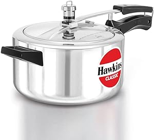 Hawkins 4 Litre Classic Pressure Cooker, Best Inner Lid Cooker, Silver (CL40)