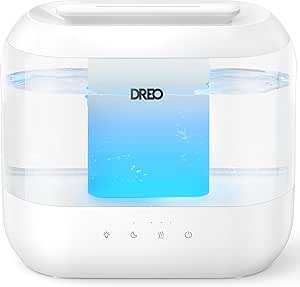 Dreo Humidifiers for Bedroom, Top Fill 4L Supersized Cool Mist Humidifier, 32H Runtime, 28 dB Quiet Ultrasonic Air Humidifier for Large Room, Plants, Baby Nursery, Indoor, Night Light, Easy to Clean