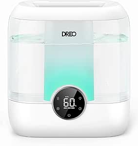 Dreo 6L Top Fill Humidifiers for Bedroom, 60H Runtime, 28 dB Quiet Supersized Cool Mist Humidifiers for Large Room, Air Humidifier for Home, Baby, Plant, Indoor, Night Light, Ultrasonic