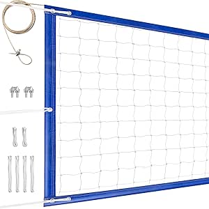 Professional Volleyball Net Outdoor Heavy Duty, All Weather Enhanced, Extended Stainless Steel Cable, Extra Thick Borders, for Backyard Beach Pool Indoor Outdoor- Regulation 32x3FT (Net Only)