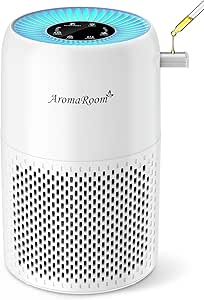 AromaRoom Air Purifiers for Bedroom with True HEPA13 Filters 3-in-1, Pet Air Purifier with Aroma Pad for Wildfires Smoke Pollen Dander, 22dB Quiet Air Cleaners for Baby Room Office Dorm (Blue Light)