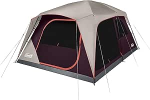 Coleman Skylodge Camping Tent, 8/10/12 Person Weatherproof Family Tent with Convertible Screen Room, Color-Coded Poles, Room Divider, Rainfly, and Storage Pockets, Fits Multiple Queen-Sized Airbeds