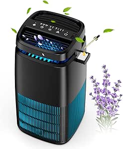 POMORON 4-in-1 Air Purifiers for Home, Air Ionizer Negative Ion Generator, H13 HEPA Filter, UV, Covers 1250 Ft² 99.97% Removal Rate for Pollen Smoke Pet Dander Air Cleaner for Bedroom, MJ002H, Black