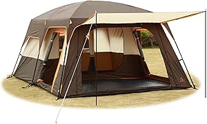 KTT Extra Large Tent 10-12-14 Person(Style-B),Family Cabin Tents,2 Rooms,3 Doors and 3 Windows with Mesh,Straight Wall,Waterproof,Double Layer,Big Tent for Outdoor,Picnic,Camping,Family Gathering