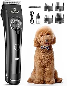 oneisall Dog Clippers for Grooming Doodles Poodles Thick Curly Hair,Low Noise Heavy Duty Dog Grooming Kit with Detachable Metal Blades