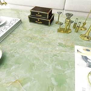 Livelynine 24 X 197inch Green Contact Paper for Countertops Waterproof Self Adhesive Vinyl Wrap Kitchen Worktop Bathroom Counter Top Covers Faux Marble Sticker Renter Friendly Countertop Makeover Easy