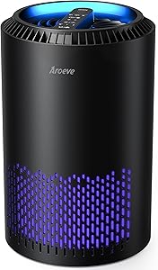 AROEVE Air Purifiers for Bedroom Home, Air Purifier For Smoke Pollen Dander Hair Smell Air Cleaner with Sleep Mode Speed Control For Bedroom Office, MK01- Black(Available for California)