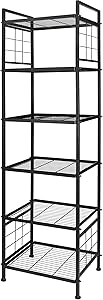 GIOTORENT 6-Wire Standing Storage Shelf, Metal Shelving Unit Pantry Rack for Laundry Kitchen Bathroom Organizer(Black)