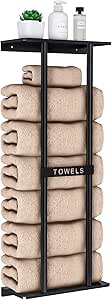 Bathroom Towel Storage Rack, Towel Racks for Bathroom Wall Mounted 30 inch with Shelf Can Holds 6 Large Towels, Wall Towel Rack for Rolled Towels, Black