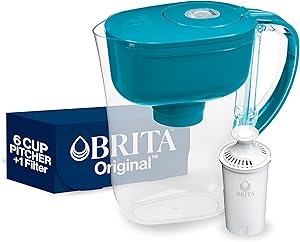 Brita Metro Water Filter Pitcher with SmartLight Change Indicator, BPA-Free, Replaces 1,800 Plastic Water Bottles a Year, Lasts Two Months, Includes 1 Filter, Small - 6-Cup Capacity, Turquoise