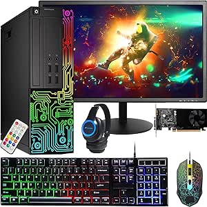 Dell RGB Gaming Desktop Computer PC, Intel Core i5, GeForce GT 1030 2GB GDDR5, 16GB RAM, 512GB SSD, 24 Inch HDMI Monitor, RGB Keyboard Mouse and Headset, WiFi, Windows 10 Pro (Renewed)