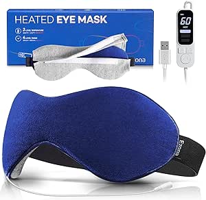 Ezona Heated Eye Mask, Warm Eye Compress Mask for Dry Eyes, USB Electric Eye Heating Pad with Temperature & Timer Control, Dry Eye Mask for Dry Eyes, Blepharitis, Sinus Migraine (Indigo)