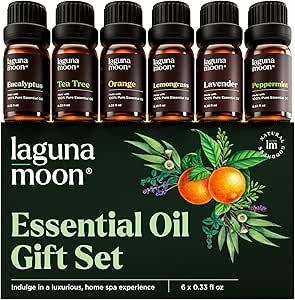 Essential Oils Set - Top 6 Blends for Diffusers, Home Care, Candle Making Scents, Fragrance, Aromatherapy, Humidifiers, Gifts - Peppermint, Tea Tree, Lavender, Eucalyptus, Lemongrass, Orange (10mL)