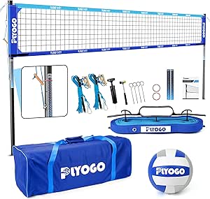 Volleyball Net for Backyard, Professional Portable Outdoor Heavy Duty Volleyball Net Set with Adjustable Aluminum Poles, Anti-Sag Design, Double Tension Adjuster for Beach, Grass |1680D Bag