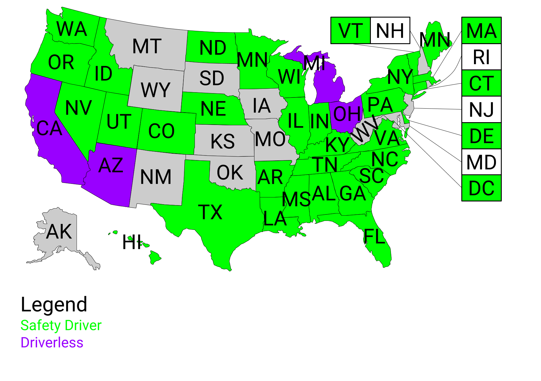 Self Driving Cars Legalized States in USA