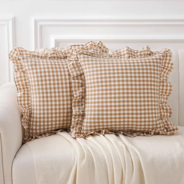 MASANIJI Ruffle Gingham Checkered Farmhouse