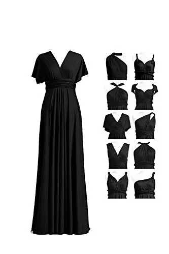 Women's Chic Formal Infinity Gown with Bandeau - Black Cocktail Maxi Dress