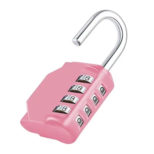 ZHEGE 4-Digit Outdoor Combination Lock - Pink School and Gym Lock