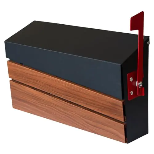 xhlokk Stylish Wall-Mounted Mailbox with Walnut Wood Panel, Large Capacity