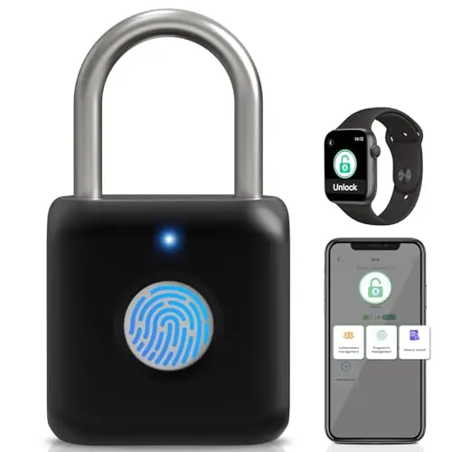 Pothunder Smart Fingerprint Padlock with APP Unlock - USB Rechargeable Locker Lock