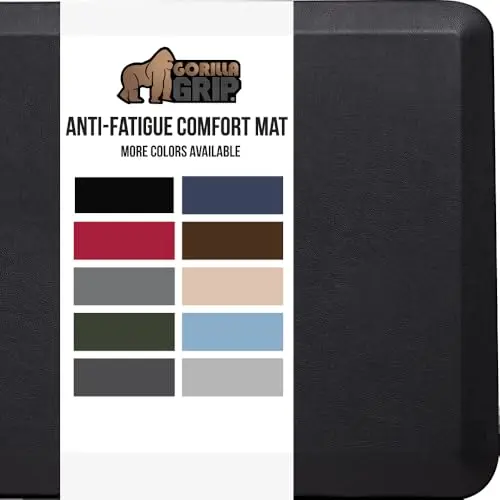 Gorilla Grip Cushioned Standing Desk Mat - Ergonomic Anti-Fatigue Waterproof Kitchen Mat (20x32, Black)