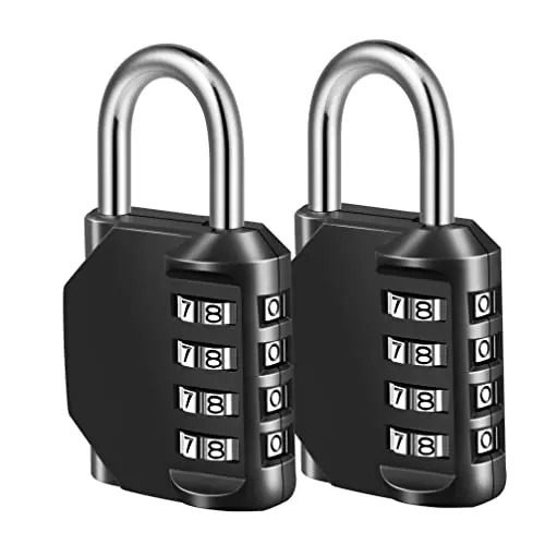 Fayleeko 4-Digit Combination Lock for Sports and Gym Lockers - Black (2-Pack)