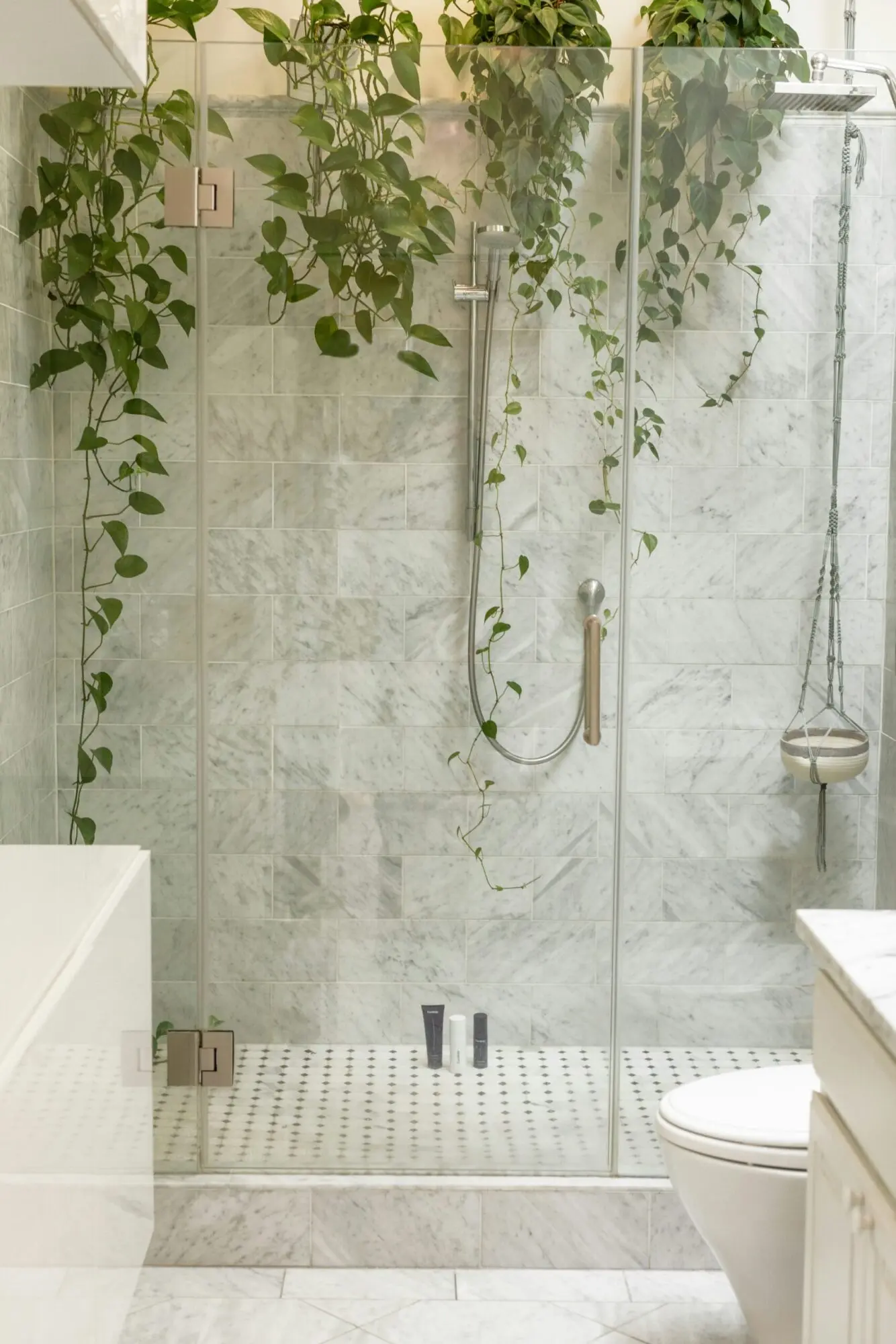 Bathroom interior with minimalist design showcasing streamlined elements.
