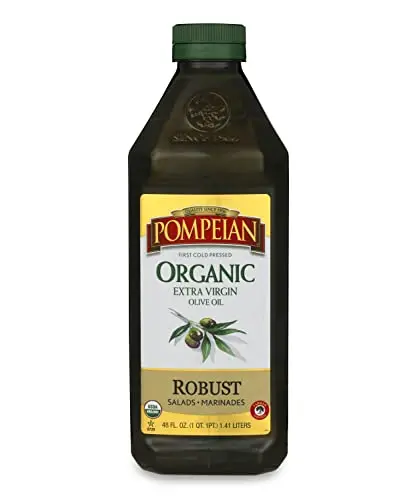 Pompeian USDA Organic Robust Extra Virgin Olive Oil, Full-Bodied Flavor | Perfect for Salads & Marinades | 48 Fl Oz