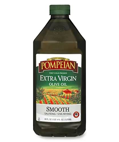 Pompeian Smooth Extra Virgin Olive Oil, Delicate & Mild Flavor | Perfect for Sauteing & Stir-Frying | 68 Fl Oz