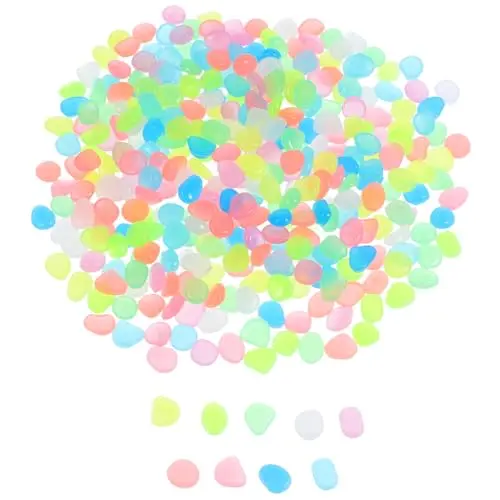 YARNOW 500Pcs Luminous Pebbles - Radiant Stones for Nighttime Garden Enhancement