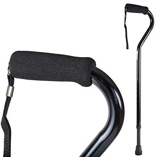 DMI Lightweight Adjustable Walking Cane with Ergonomic Grip - Supports up to 250 Pounds (Black)