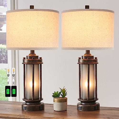 Set of 2 Farmhouse Lamps for Living Room