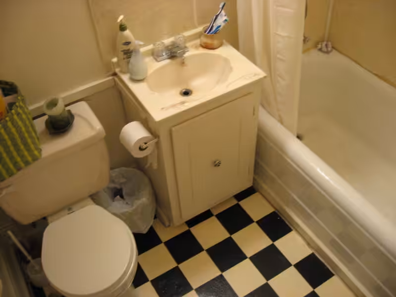 tiny bathroom.