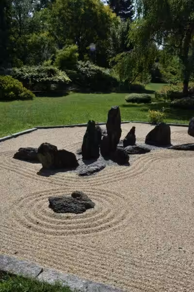 A group of rocks in a park.