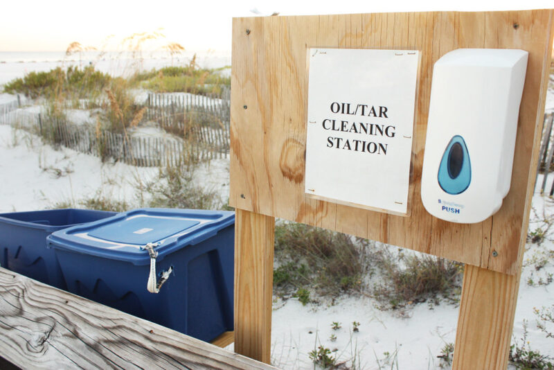 Oil/Tar Cleaning Station on the Beach
