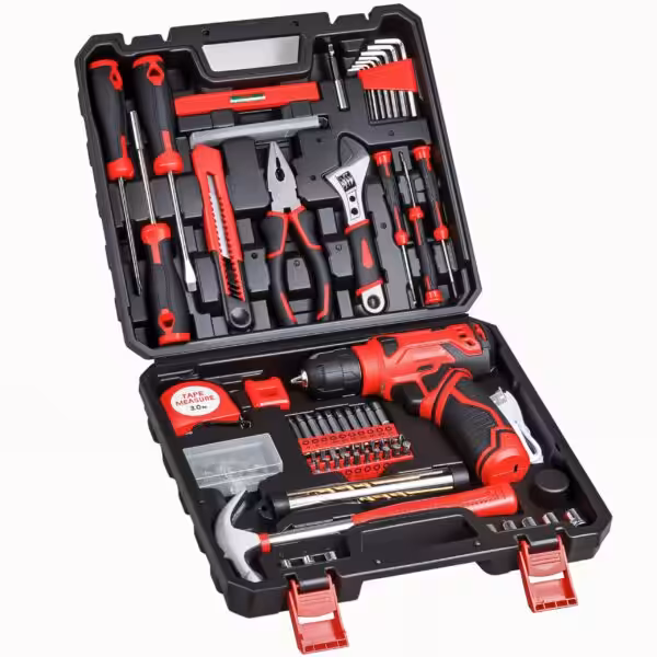 Tool Set - 8V Cordless Drill Set, 132 Piece Home Tool Set With Hand Drill, Tool Kit for Women & Men, Perfect for Homeowner, Diyer, Handyman