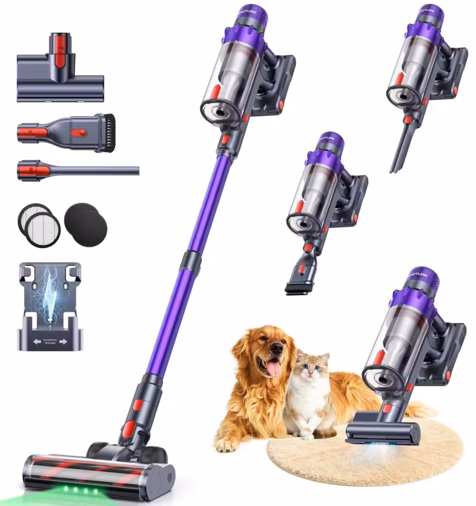 SMOTURE Cordless Vacuum Cleaner, 650W 55KPA 70Mins Vacuum Cleaners for Home, Cordless Stick Vacuum with LED Touch Screen, Anti-Tangle Wireless Vacuum, Handheld Vacuum for Pet Hair/Carpet/Floor