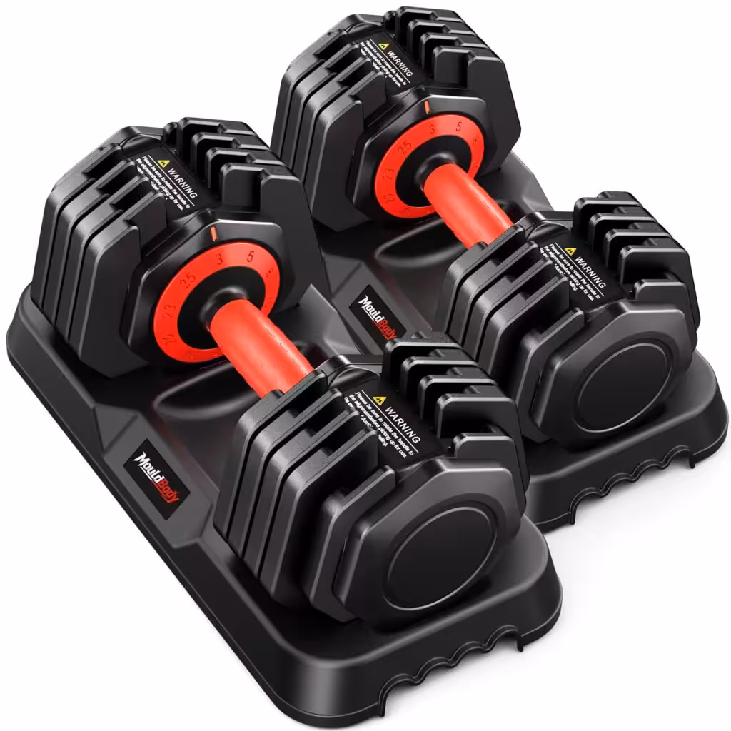 Adjustable Dumbbell Set Pair 25 lb or 50 lb, Adjustable Dumbbells 10-in-1 Free Weight Set, 1-Second Dial Weight Adjustment,Space-Saving Design with Storage Base, Home Gym Strength Training Equipment