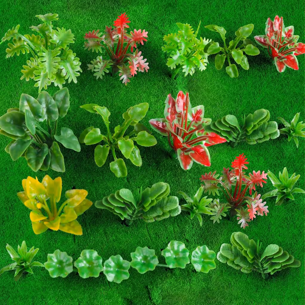 FOIMAS 100pcs Miniature Plant Set - Mini Trees, Flowers, Shrubs for Fairy Garden, Diorama, Train Scenery, Sand Architecture Model Craft Supply