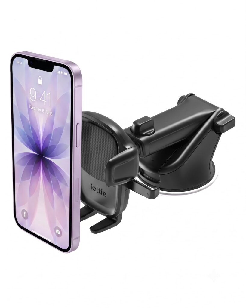 iOttie Easy One Touch Signature Dashboard &amp; Windshield Universal Car Mount Phone Holder Desk Stand with Suction Cup Base and Telescopic Arm for iPhone, Samsung, Google, More Smartphones