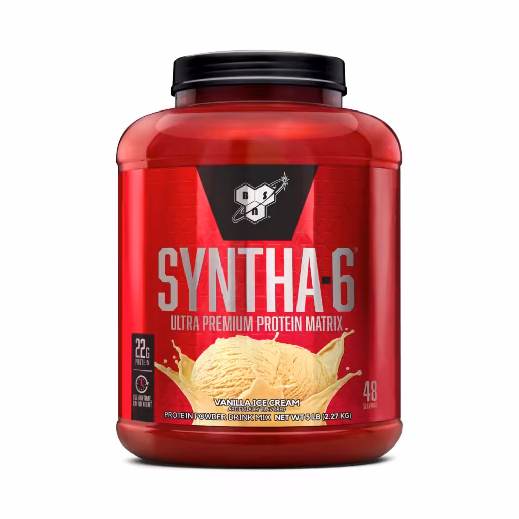 BSN SYNTHA-6 Whey Protein Powder, Micellar Casein, Milk Protein Isolate Powder, Vanilla Ice Cream, 5 Pounds, 48 Servings (Pack of 1) - Package May Vary