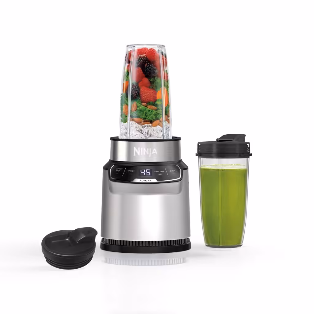 Ninja Nutri-Blender Pro with Auto-iQ | For Smoothies, Shakes, Frozen Drinks, Salsa, Dips | (2) 24-oz. To-Go Cups &amp; Spout Lids | 1100-Peak-Watt | Silver | BN401